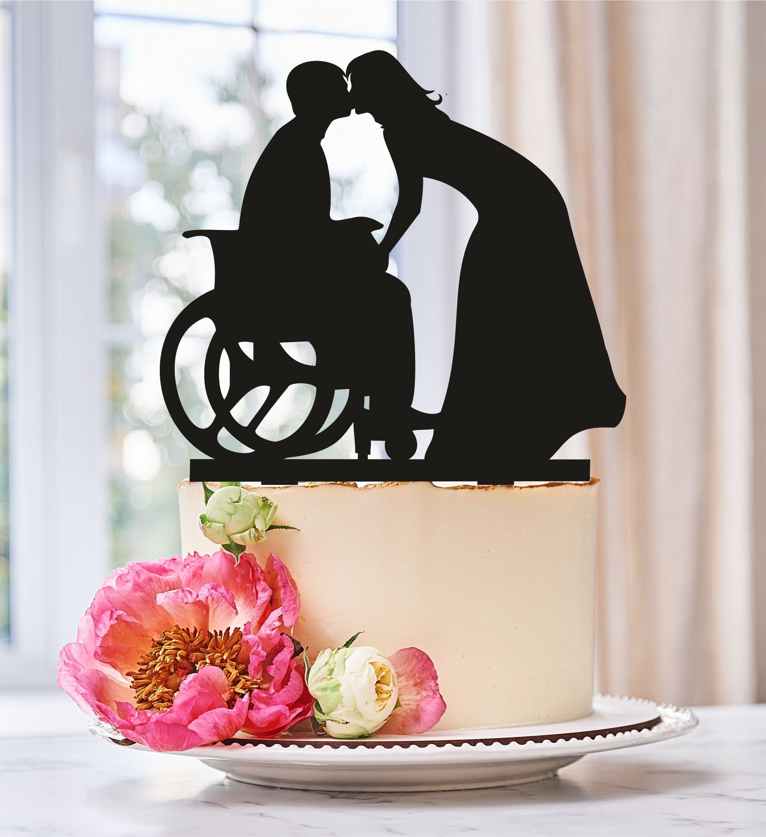 Wheelchair Wedding Cake Topper Groom in Wheelchair Wedding Etsy