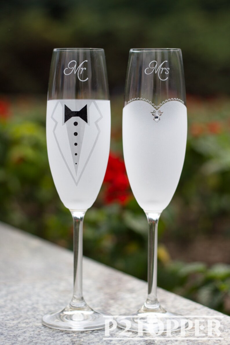 Bride and Groom Champagne Glasses Wedding Glasses Wedding Etsy