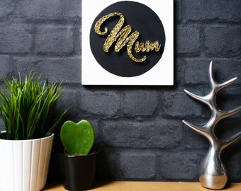 Mum String Art Unique Handmade Gift Idea for Mother's Day mum sign Birthday gift Black and Gold Home Decor Wall Art decoration DeeisforDaisy