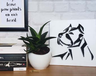 Pit Bull String Art Unique Handmade Gift Idea Home Decor Wall Hanging Dog Picture for Dog Lover Monochrome Black and White by DeeisforDaisy