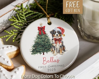 Personalized Aussie Ornament, Australian Shepard Christmas Ornament, Puppy Dog First Christmas, New Puppy Owner Gift, Dog Mom Gifts Keepsake
