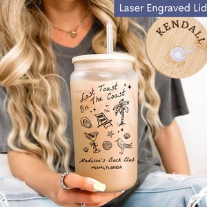 Personalized Last Toast On The Coast Bachelorette Glass Tumbler,Beach Bachelorette Party Favors Gift,Coastal Bachelorette Iced Coffee Cup 11