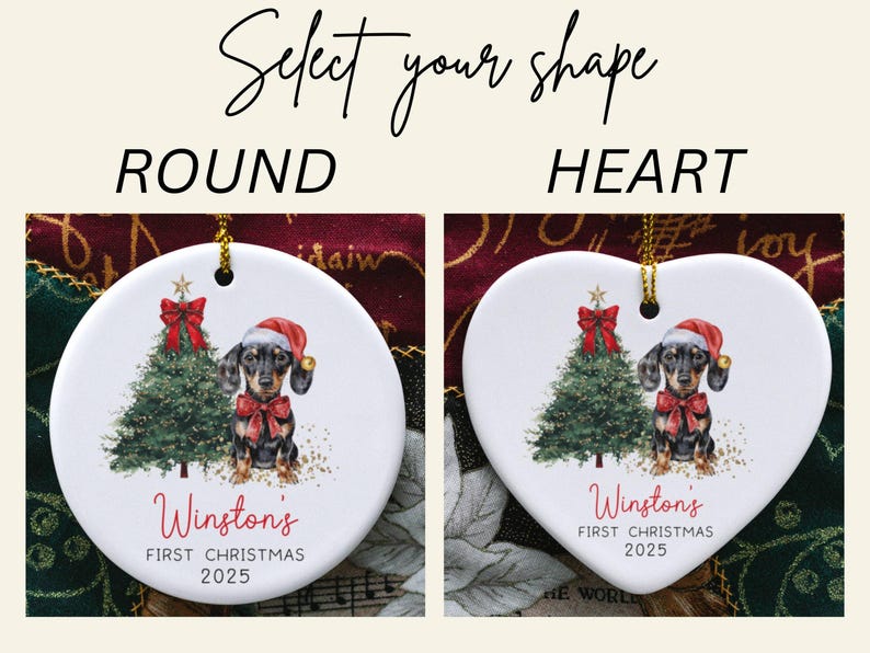 Personalized Dachshund Ornament, Daschund Christmas Ornament, Puppy Dog First Christmas, New Puppy Owner Gift For Doxie Mom Keepsake immagine 4