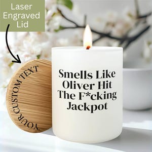 Personalized Engagement Candle, Funny Engagement Gifts, Bride to Be Bridal Shower Gift, Engagement Party, Future Mrs, Hit The Jackpot EC3