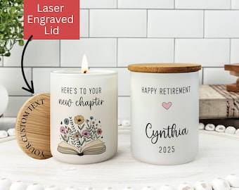 Personalized Retirement Candle, Custom Happy Retirement Gift For Her, Gift for Retiring Coworker Soy Wax Candle for Women Boss Teacher R3
