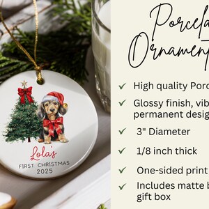 Personalized Dachshund Ornament, Daschund Christmas Ornament, Puppy Dog First Christmas, New Puppy Owner Gift For Doxie Mom Keepsake immagine 5