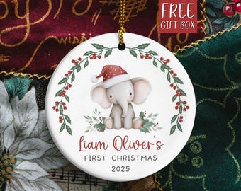 Babys First Christmas Ornament 2026,Personalized Baby Boy First Christmas Ornament Baby Girl Name Shower Gift, Baby's Family Keepsake BFC38