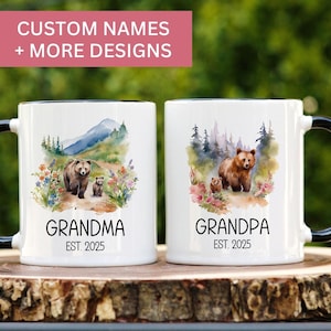 New Grandma Grandpa Mug, First Time Grandparents Gift,Baby Pregnancy Announcement Mug,Promoted to Grandma And Grandpa Est 2025 Coffee Cup G1