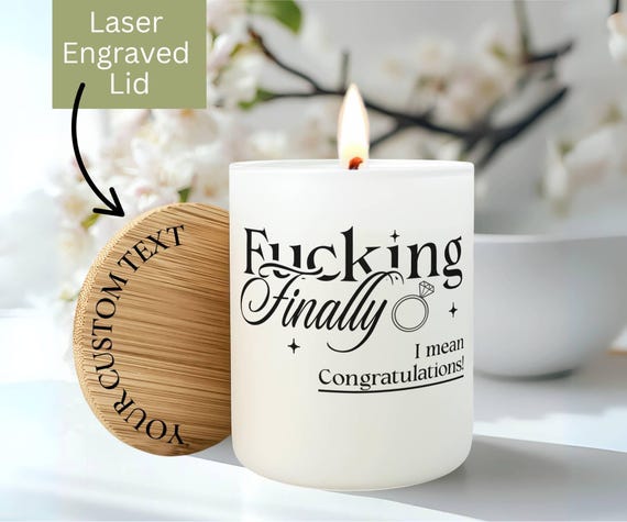 Personalized Engagement Candle, Funny Engagement Gifts, Bride to Be Bridal Shower Gift, Engagement Party, Future Mrs, Fucking Finally EC10
