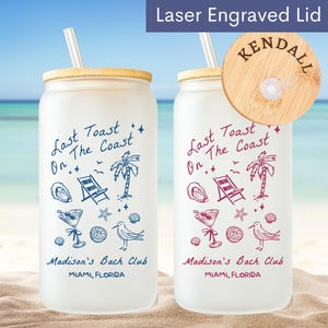 Personalized Last Toast On The Coast Bachelorette Glass Tumbler,Beach Bachelorette Party Favors Gift,Coastal Bachelorette Iced Coffee Cup 11