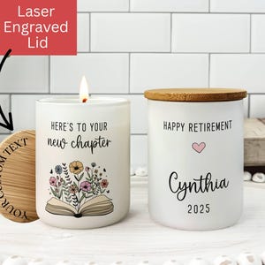 Personalized Retirement Candle, Custom Happy Retirement Gift For Her, Gift for Retiring Coworker Soy Wax Candle for Women Boss Teacher R3