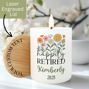 Personalized Retirement Candle, Custom Happy Retirement Gift For Her, Gift for Retiring Coworker Soy Wax Candle for Women Boss Teacher R1