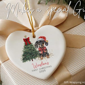 Personalized Dachshund Ornament, Daschund Christmas Ornament, Puppy Dog First Christmas, New Puppy Owner Gift For Doxie Mom Keepsake immagine 8