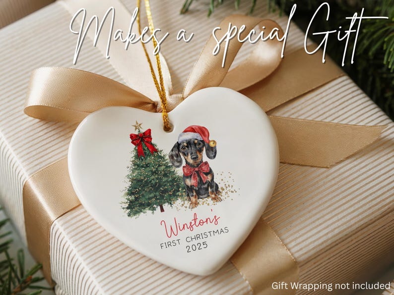 Personalized Dachshund Ornament, Daschund Christmas Ornament, Puppy Dog First Christmas, New Puppy Owner Gift For Doxie Mom Keepsake immagine 8