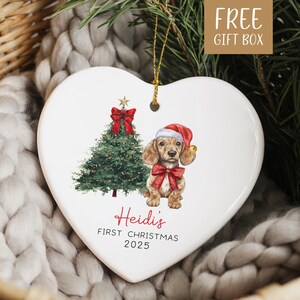 Personalized Dachshund Ornament, Daschund Christmas Ornament, Puppy Dog First Christmas, New Puppy Owner Gift For Doxie Mom Keepsake immagine 2