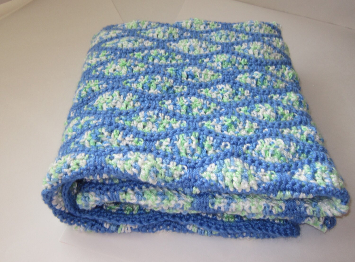 BLUE and GREEN Baby Blanket Large Blue and Green Crochet Etsy