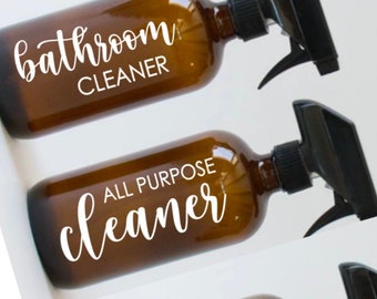 16 oz Label | DECAL ONLY | All-Purpose | Bathroom Cleaner | Kitchen Cleaner | Glass Cleaner | Spray Bottle Label Decal | DECAL
