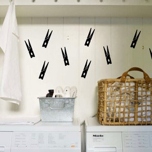 Clothespins Laundry Wall Decals - Laundry Room Decals - Laundry Decor - Laundry Pins Set, Clothespin Decals, Laundry room decor, laundry roo