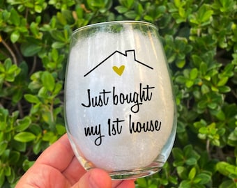 Cadeau pour propriétaire d'une maison, verre à vin pour nouveau propriétaire, cadeau de pendaison de crémaillère, verre pour premier propriétaire, cadeau pour un ami, cadeau pour première maison