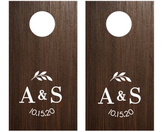 Lot de 2 stickers Cornhole, Sticker mariage personnalisé Cornhole, Stickers cornhole monogramme, Stickers mariage bricolage, Sticker mariage pelouse jeu Cornhole board