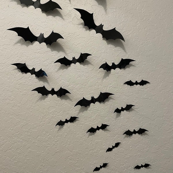 Vinyl bats set - 4 sizes! Use in all kinds of decor! Indoor-Outdoor bats,halloween decor, large bats,plastic bats, bat decor,bat decor walls