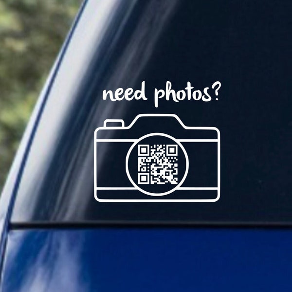 Need photos decal, camera QR code decal, photographer decal, design your own window sticker, custom business decal, photography business,