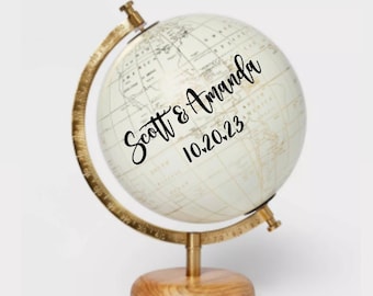 White globe, Tan globe, gold globe, Custom gold globe, custom globe gift, wedding globe gift, wedding gift, globe wedding gift, guestbook