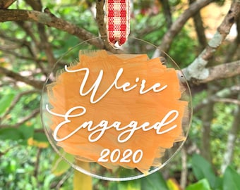 Engaged Ornament- Engagement Ornament- Engagement Gift- Custom Ornament-Engagement Announcement- Couples Ornament- Engagement gift- Engaged