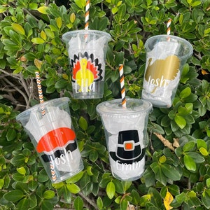 Thanksgiving party cups, Thanksgiving Kids Cups, Pilgrim Party Cups, Thanksgiving Party Supplies, Thanksgiving Kids Table,Turkey Party favor