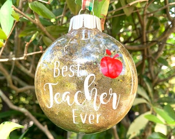 Teacher's Gift, Teacher Christmas Gift, Apple Ornament, Gift for Teacher, Personalized Ornament, End of Year Teacher Gift, Christmas Tree