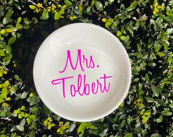 Personalized Mrs Ring Dish | Engaged Ring Dish Personalized Ring Dish Gift for Bride Engaged Gift Ring Dish Stocking Stuffer Mrs Gift
