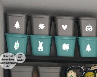 Storage Bin Decal, Holiday Storage Label,Large Storage Tote Decal,Organization,Halloween,Christmas,Easter,Decorations Container, Storage