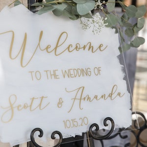 Hand Lettered Acrylic Wedding Sign, Wedding Welcome Sign, Calligraphy Wedding Sign, Wedding Ceremony Sign, Painted Acrylic Wedding Sign,
