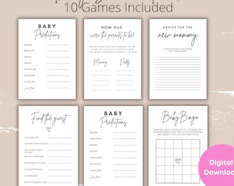 Moderne Babypartyspiele Bundle, Minimalist Pack Spiele für Baby, bearbeitbare Spiele, moderne Babyparty, Babypartyspiele, Minimalist Baby