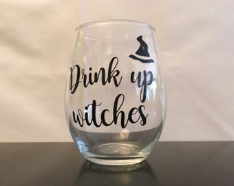 Halloween Wine Glasses, Witches Brew Wine Glass, Drink Up Witches, Im Here for the Boos!, Party Wine Glasses, Halloween wine glass, Party