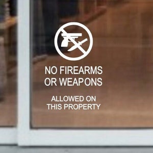 No Weapons On Property Decal, Small business decal, Florida business decal, no weapons allowed on property, no weapons in business, window