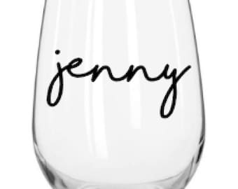 Custom name vinyl decal for wine glass,Personalized Wine Glass Decal,wedding party decal, name decal, decal only, wine decals, mug decals,