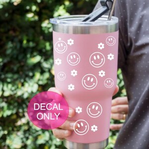 Smiley Cup Stickers, Modern Cup smiley decals, Tumbler cup Accessories, Stanle cup name decal, Tumbler Sticker, DECAL ONLY