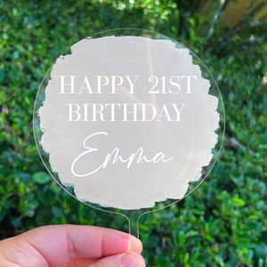 Birthday Cake Topper | 4&quot; Acrylic Paint Graduation Topper | Anniversary Cake Topper | Custom Cake Topper | Personalized Round Cake Topper