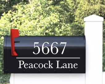 Personalized Mailbox Numbers - Street Address Vinyl Decal - Custom Decorative Numbering Street Name House Number Gift- Housewarming