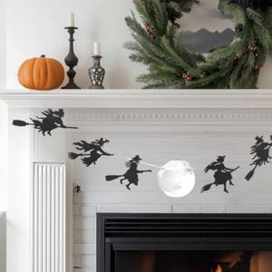 Halloween Garland Decor | Witchy Full Moon Garland | Halloween Decorations || Halloween Gifts | Fall Decor 80" long | Halloween banner