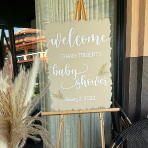 Baby Shower welcome sign,acrylic sign, clear acrylic sign, baby shower signage, Back Painted Acrylic,Baby Shower sign,Custom baby shower