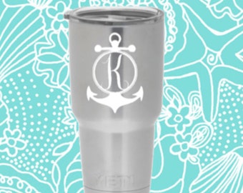 yeti decals-Anchor monogram-anchor decal-yeti monogram-yeti monogram decal-yeti vinyl decal-anchor decal-vinyl anchor decal-nautical decal