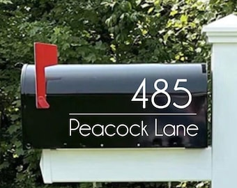 Modern Name and Address Mailbox Decal | Street Address Mailbox | Address for Mailbox | Personalized Mailbox | New Home | Curb Appeal | Deca;