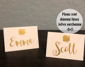 Turkey Placecards,Thanksgiving Table Setting,Turkey Name Cards,Tented place card,Thanksgiving Decor,Thanksgiving place cards, turkey cut out