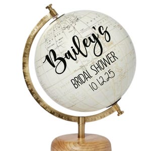 Gold and Neutral with Custom Lettering Calligraphy Guests Signature Globe Guestbook Alternative 8 Inch Travel,Wedding Guestbook Globe,Custom