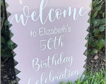 Rose Gold Birthday Decorations, 50th Birthday Welcome Sign, 50 Birthday Party Sign, Welcome Birthday Poster, 50th Birthday acrylic sign,50th