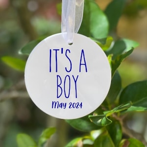 Boy Pregnancy Announcement Christmas Ornament, Custom Christmas Ornament, Custom Ornament, Pregnancy Announcement,Baby Announcement Ornament