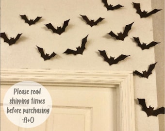 Black Bats, Halloween Bats, Wall Bats, Card stock Bats, Cut-outs, Halloween Wall Decorations, Paper Bats, Party Decor, Halloween Decor,