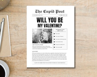 Willst Du Mein Valentin Amor Post | Viral TikTok Personalisierte süße Valentinstag Vday Liebe Printable, Zeitung